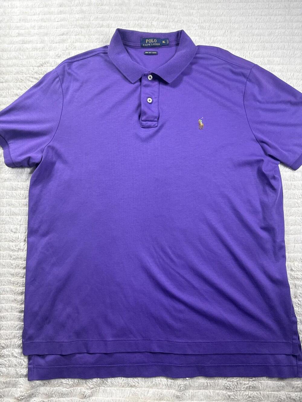 Polo Ralph Lauren Men XL Pima Soft Touch Shirt Purple Collar EXCELLENT Worn Once